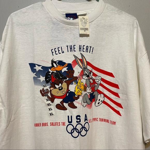 Vintage 90s Warner Bros Olympics USA Looney Tunes T-Shirt NWT XL - Picture 2 of 6